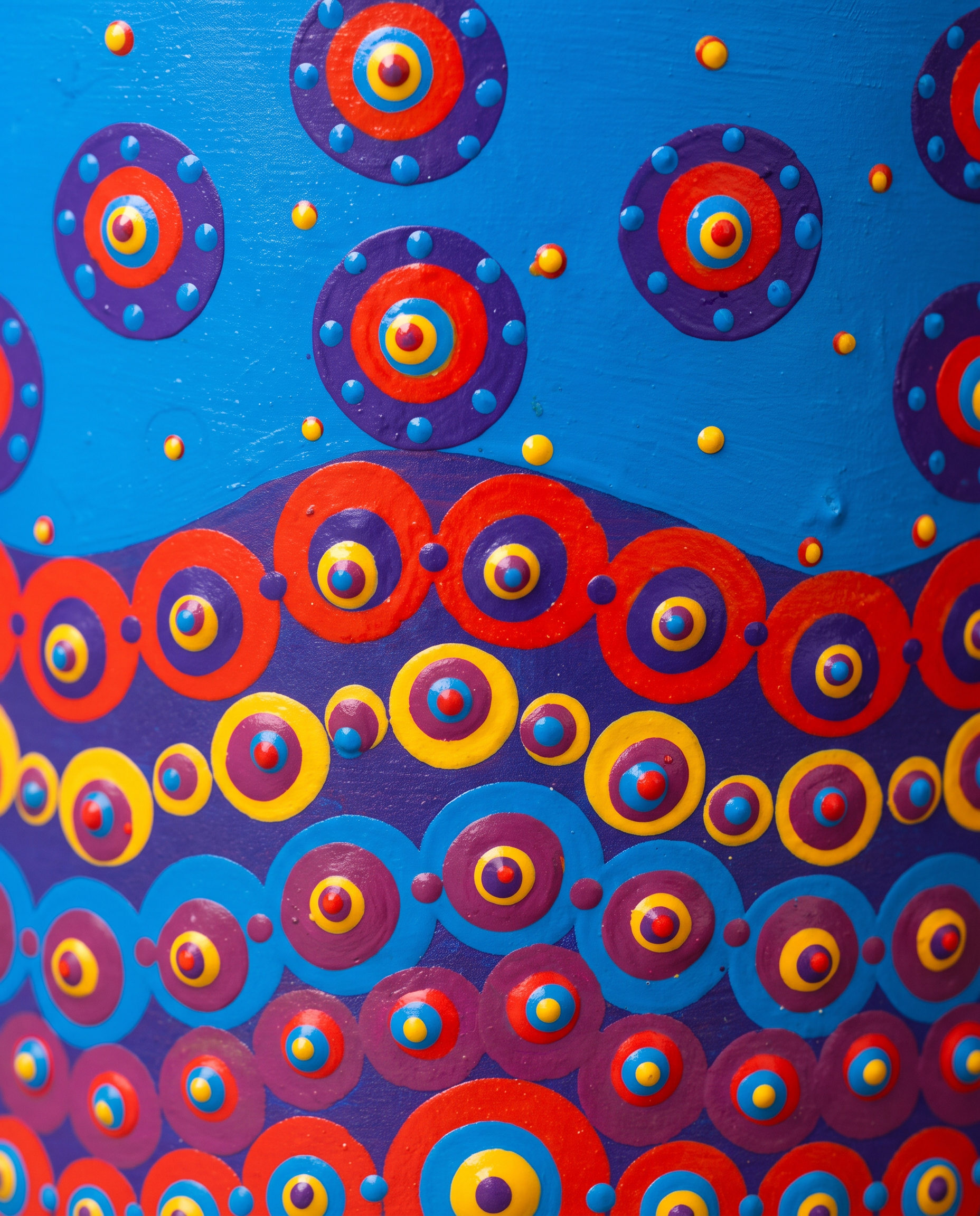 Detalhe de pintura manual em pontilhismo