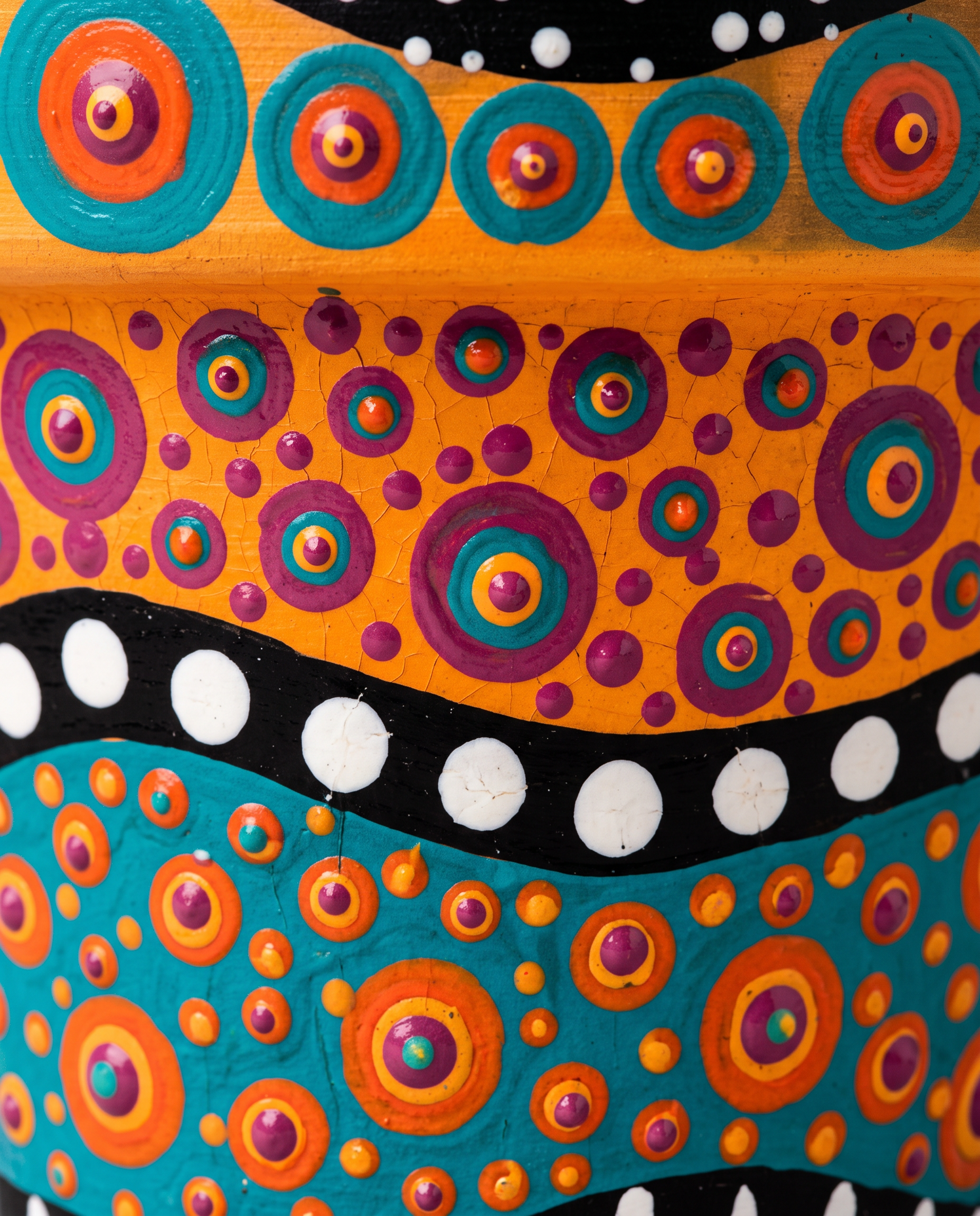 Detalhe de pontos pintados à mão